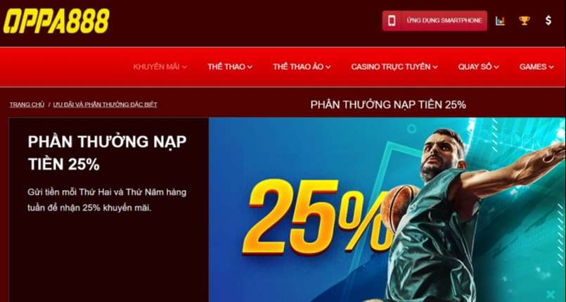 Gửi tiền/rút tiền tại nhà cái OPPA888