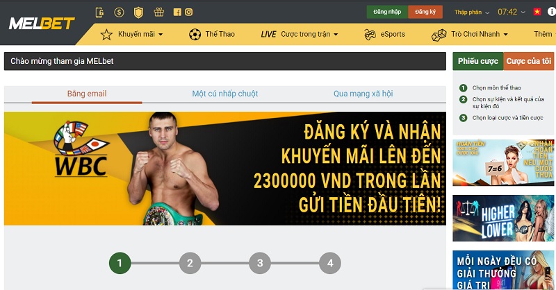 Cách đăng ký/đăng nhập nhà cái Melbet